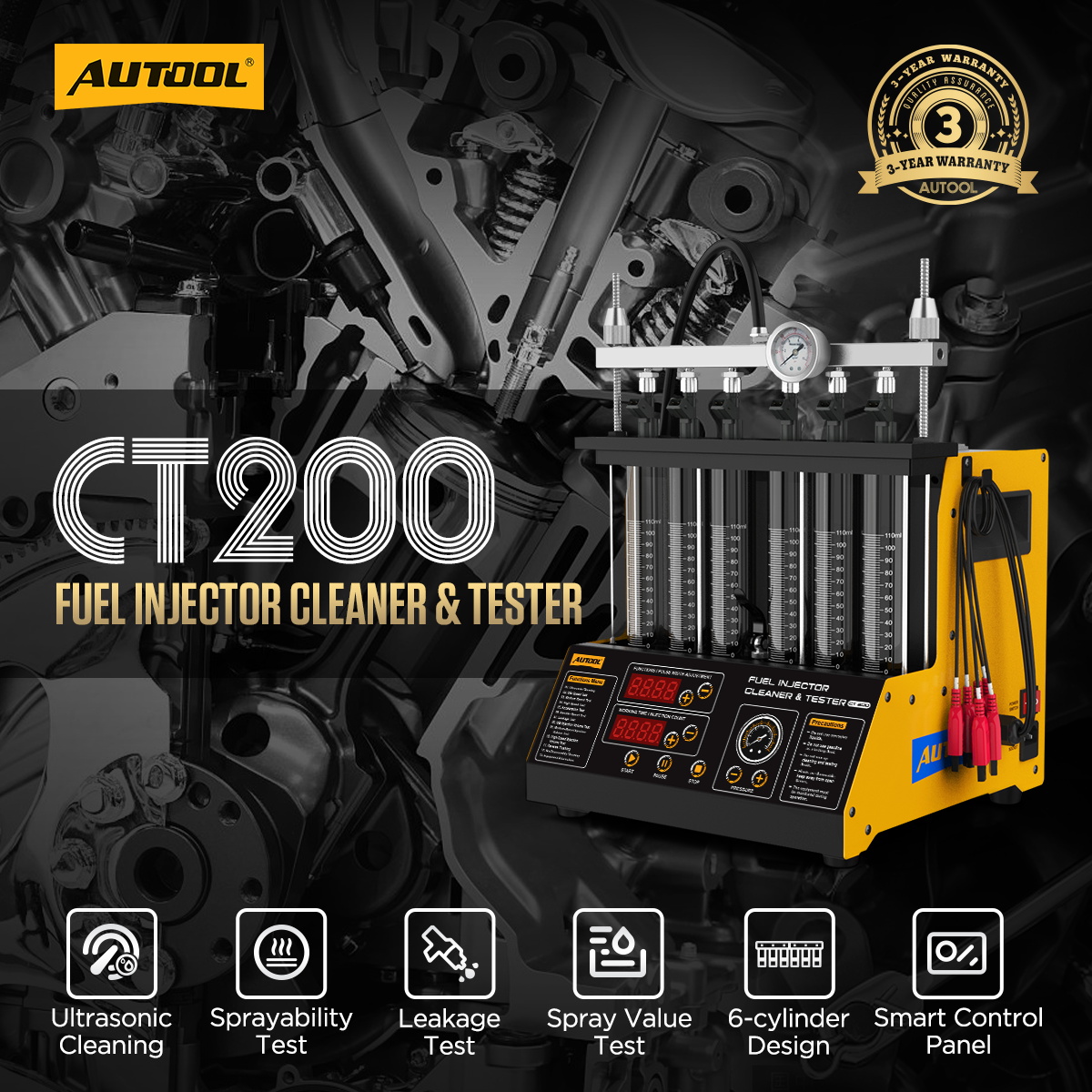 AUTOOL CT200 Ультразвуковой ап – обзор и цена Fuel Injector Tester