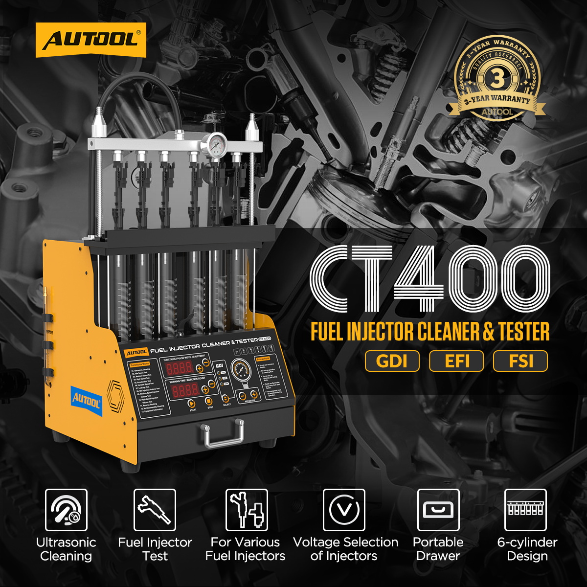 AUTOOL CT400 автомобильный GDI – обзор и цена Fuel Injector Tester